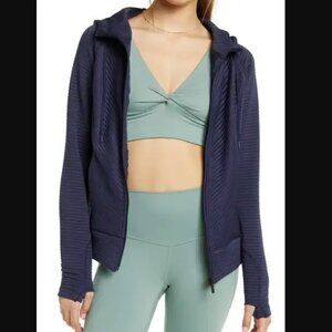 Zella Zen Ottoman Full Zip Hoodie in Navy Nightfall Size S